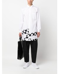 weißes Langarmhemd mit Karomuster von Comme Des Garcons Homme Plus