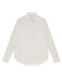 weißes Langarmhemd mit Karomuster von Gucci