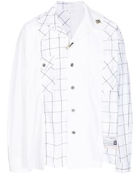 weißes Langarmhemd mit Karomuster von Maison Mihara Yasuhiro