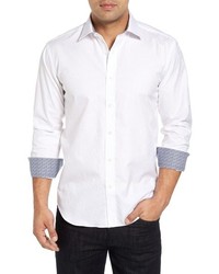 weißes Langarmhemd mit Paisley-Muster