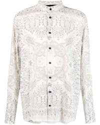 weißes Langarmhemd mit Paisley-Muster von Atu Body Couture