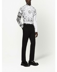 weißes Langarmhemd mit Paisley-Muster von Dolce & Gabbana
