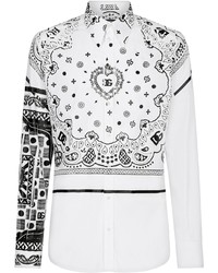 weißes Langarmhemd mit Paisley-Muster von Dolce & Gabbana