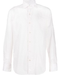 weißes Langarmhemd mit Paisley-Muster von Finamore 1925 Napoli
