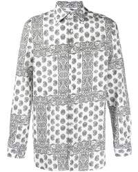 weißes Langarmhemd mit Paisley-Muster von Gabriele Pasini