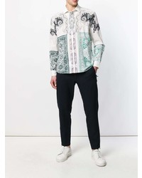 weißes Langarmhemd mit Paisley-Muster von Etro