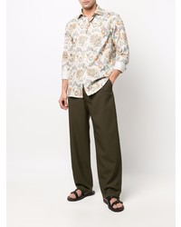 weißes Langarmhemd mit Paisley-Muster von Etro