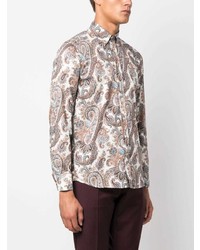 weißes Langarmhemd mit Paisley-Muster von Etro