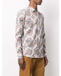 weißes Langarmhemd mit Paisley-Muster von Etro