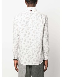 weißes Langarmhemd mit Paisley-Muster von Thom Browne