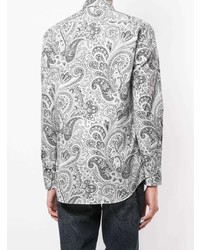 weißes Langarmhemd mit Paisley-Muster von Etro