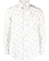 weißes Langarmhemd mit Paisley-Muster von Thom Browne