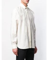 weißes Langarmhemd mit Paisley-Muster von Saint Laurent