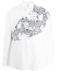 weißes Langarmhemd mit Paisley-Muster von Yoshiokubo