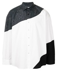 weißes Langarmhemd mit Paisley-Muster von Yoshiokubo