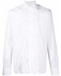 weißes Langarmhemd mit Rüschen von Tagliatore