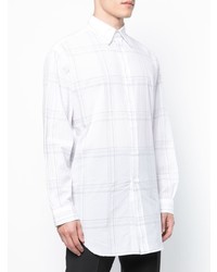 weißes Langarmhemd mit Schottenmuster von Raf Simons