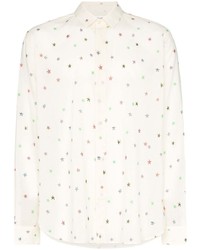 weißes Langarmhemd mit Sternenmuster von Saint Laurent
