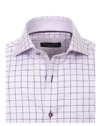 weißes Langarmhemd mit Vichy-Muster von Casamoda