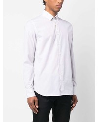 weißes Langarmhemd mit Vichy-Muster von Canali