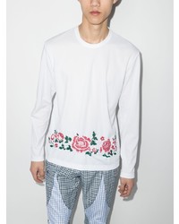 weißes Langarmshirt mit Blumenmuster von Comme Des Garcons Homme Plus