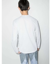 weißes Langarmshirt mit Blumenmuster von Comme Des Garcons Homme Plus