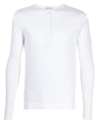 weißes Langarmshirt mit einer Knopfleiste von Adam Lippes