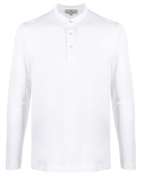 weißes Langarmshirt mit einer Knopfleiste von Canali