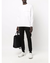 weißes Langarmshirt mit einer Knopfleiste von Y-3