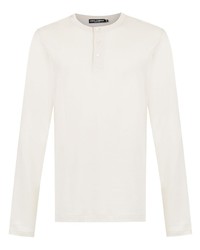weißes Langarmshirt mit einer Knopfleiste von Dolce & Gabbana