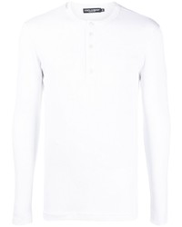 weißes Langarmshirt mit einer Knopfleiste von Dolce & Gabbana