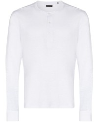 weißes Langarmshirt mit einer Knopfleiste von Ermenegildo Zegna