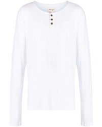 weißes Langarmshirt mit einer Knopfleiste von Greg Lauren