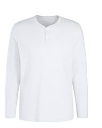 weißes Langarmshirt mit einer Knopfleiste von H.I.S