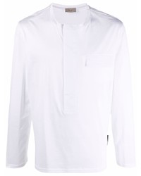 weißes Langarmshirt mit einer Knopfleiste von Low Brand