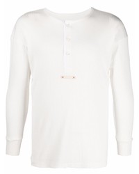 weißes Langarmshirt mit einer Knopfleiste von Maison Margiela