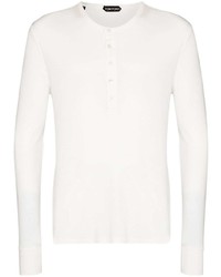 weißes Langarmshirt mit einer Knopfleiste von Tom Ford