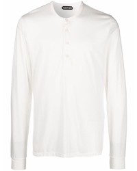 weißes Langarmshirt mit einer Knopfleiste von Tom Ford