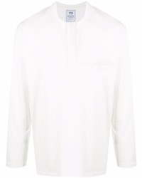 weißes Langarmshirt mit einer Knopfleiste von Y-3
