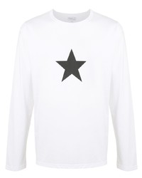 weißes Langarmshirt mit Sternenmuster von agnès b.