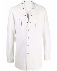 weißes Lederlangarmhemd von Rick Owens