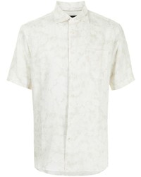 weißes Leinen Kurzarmhemd mit Blumenmuster von D'urban