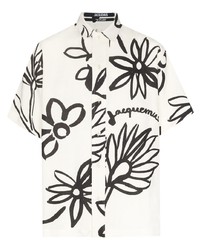 weißes Leinen Kurzarmhemd mit Blumenmuster von Jacquemus
