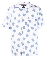weißes Leinen Kurzarmhemd mit Blumenmuster von Tommy Hilfiger