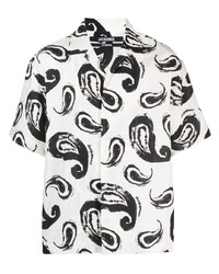 weißes Leinen Kurzarmhemd mit Paisley-Muster von Jacquemus
