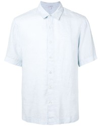 weißes Leinen Kurzarmhemd von James Perse
