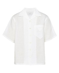 weißes Leinen Kurzarmhemd von Prada