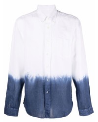 weißes Mit Batikmuster Leinen Langarmhemd von 120% Lino