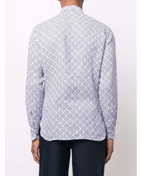 weißes Leinen Langarmhemd mit geometrischem Muster von PENINSULA SWIMWEA