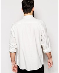 weißes Leinen Langarmhemd von Asos